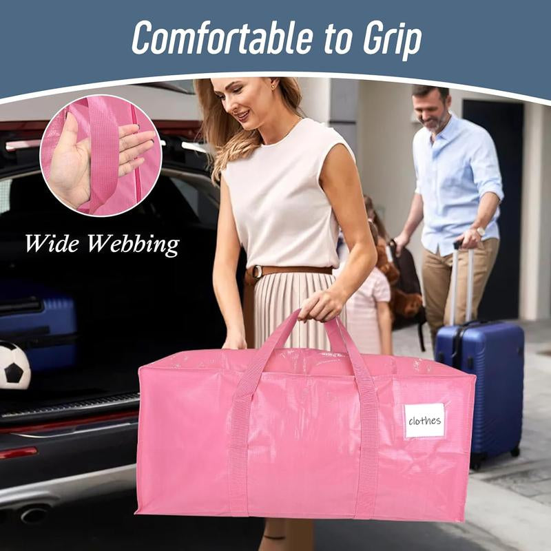 6 Pack Extra Heavy Duty Large Moving Bags with Strong Zipper & Comfortable Handles, Packing Moving Boxes, Storage Tote Organizing