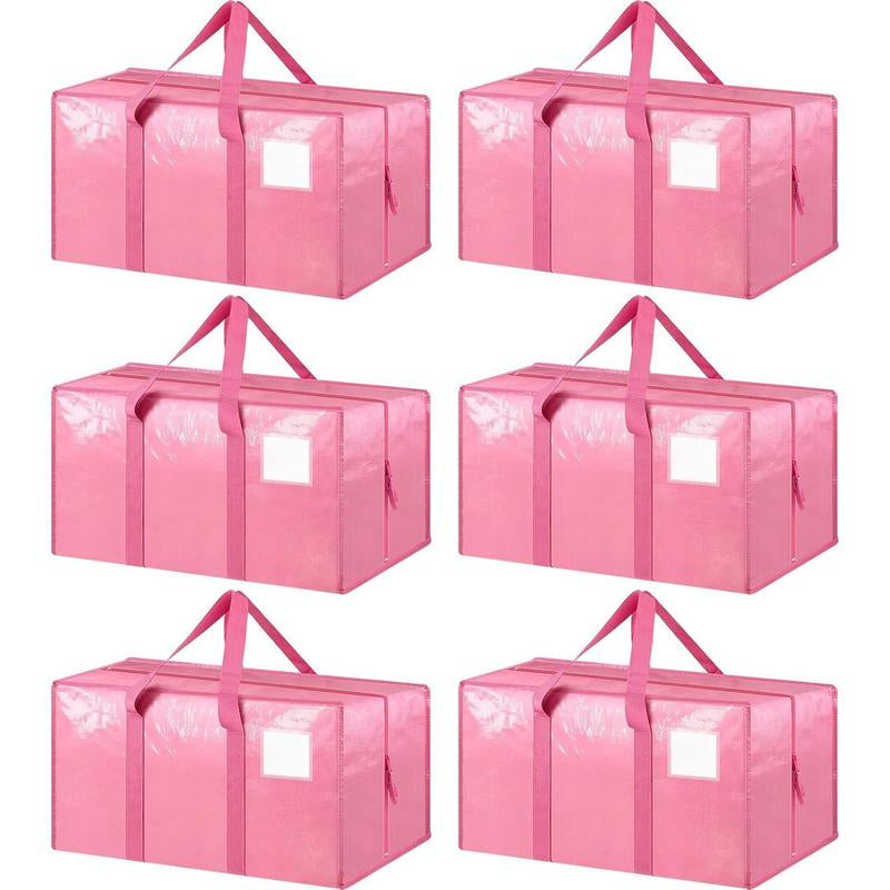 6 Pack Extra Heavy Duty Large Moving Bags with Strong Zipper & Comfortable Handles, Packing Moving Boxes, Storage Tote Organizing