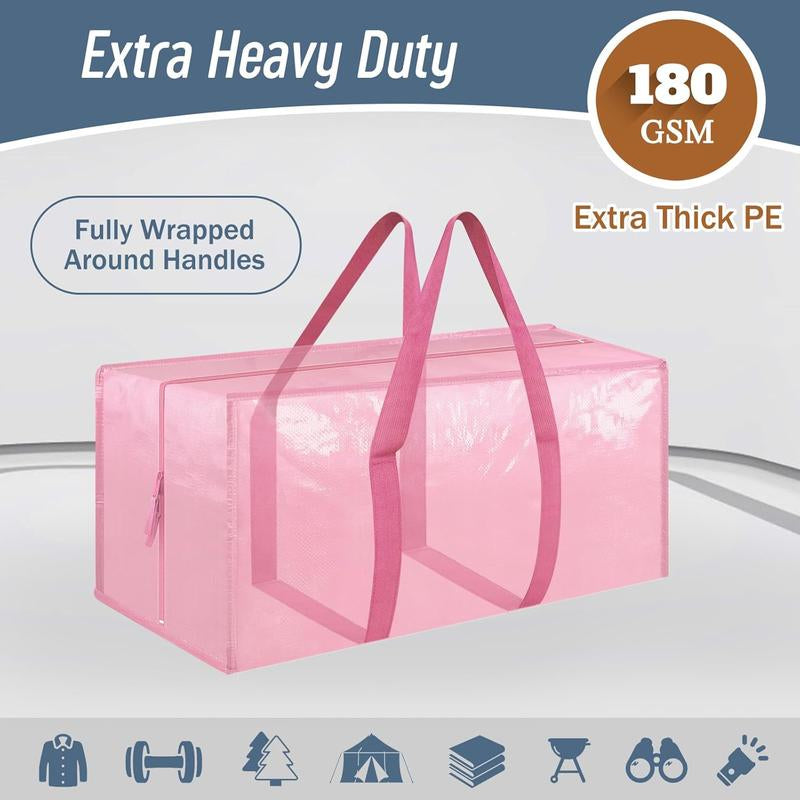 6 Pack Extra Heavy Duty Large Moving Bags with Strong Zipper & Comfortable Handles, Packing Moving Boxes, Storage Tote Organizing